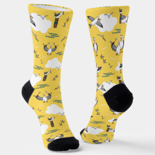 Fun Yellow Seagull Sea Birds Seaside Beach Socks
