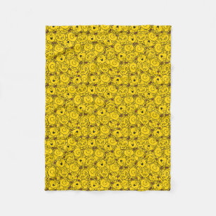 Fun Yellow Smiles Pattern Monogram Fleece Blanket