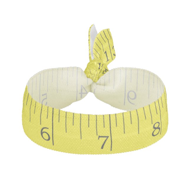Fun Yellow Tape Measure Print Novelty Elastic Hair Tie (Front)