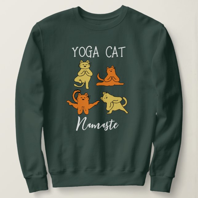 Fun Yoga Cat Collage Sweatshirt Gift for Cat Lover (Design Front)
