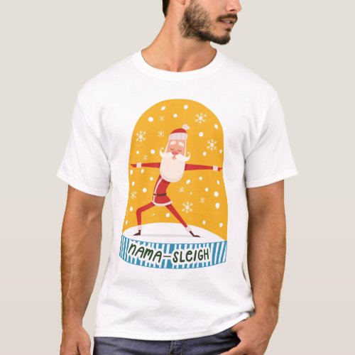  Fun Yogi Yoga Santa Nama_Sleigh Snow Globe T_Shirt