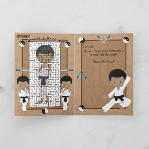Fun You are A-Maze-ing Black Boys Karate Birthday Card