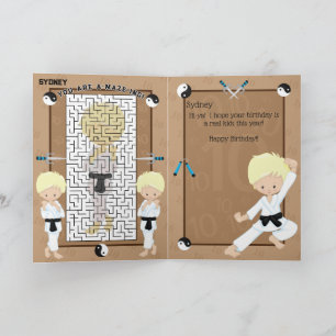 Fun You are A-Maze-ing Blonde Boys Karate Birthday Card