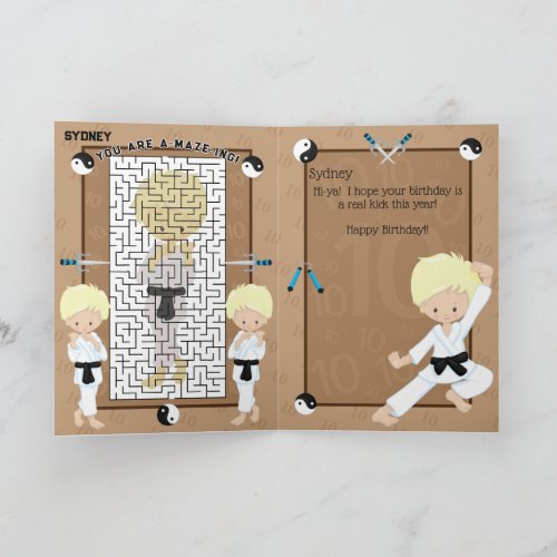 Fun You are A_Maze_ing Blonde Boys Karate Birthday Card