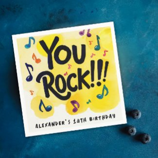 Fun You Rock Yellow Watercolor Music Notes Paint