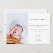 Fun, your photo, boy, baby shower thank you card (Back)