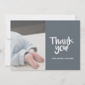 Fun, your photo, boy, baby shower thank you card (Front)
