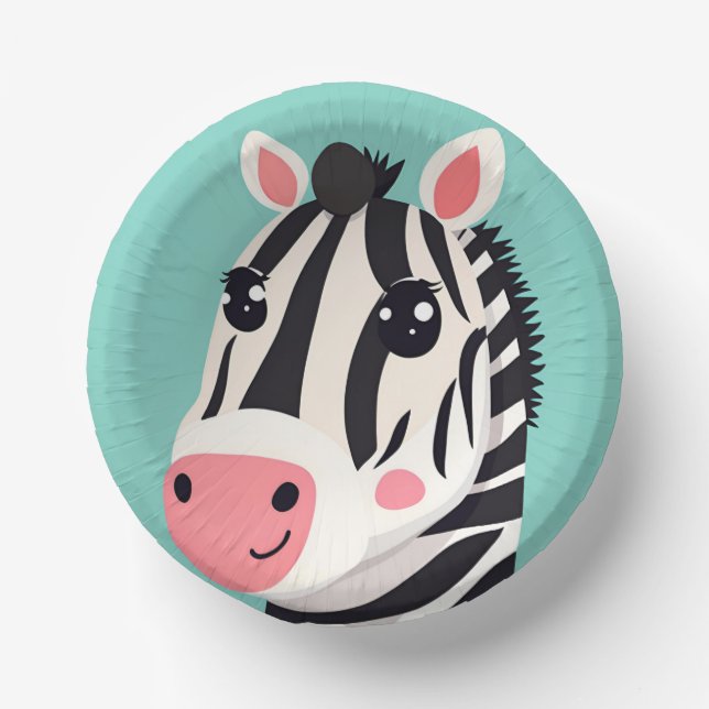 Fun Zebra Face safari Wild jungle Birthday Party Paper Bowls (Front)