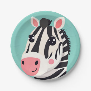 Fun Zebra Face safari Wild jungle Birthday Party Paper Plates
