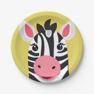Fun Zebra Face safari Wild jungle Birthday Party Paper Plates