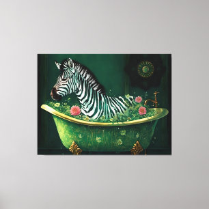 Fun Zebra in a Bathtub Canvas Print