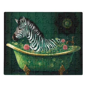 Fun Zebra in a Bathtub Jigsaw Puzzle