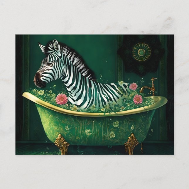 Fun Zebra in a Bathtub Postcard (Front)