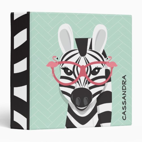 Fun Zebra Name Pink Flamingo Animal 3 Ring Binder