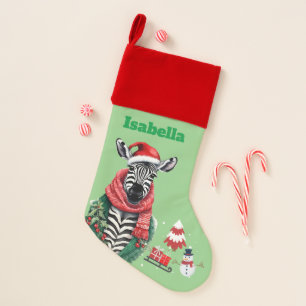 Fun zebra Santa animal snowman Sled Xmas tree Christmas Stocking