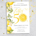 Fun Zesty Lemon 50th Birthday Party Invitation<br><div class="desc">Fun Zesty Lemon 50th Birthday Party Invitation. Ignite your celebration with our Zesty Lemon Adult Milestone Birthday Party theme! Bursting with energy and vibrancy, this lively design sets the stage for a fun-filled gathering. From the spirited hues of yellow to the playful accents, every detail exudes joy and excitement, this...</div>
