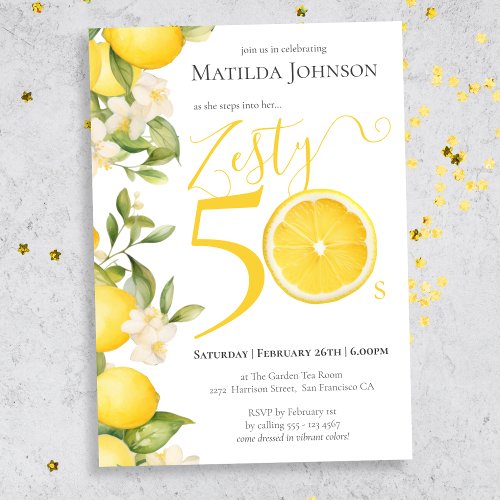 Fun Zesty Lemon 50th Birthday Party Invitation