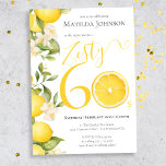 Fun Zesty Lemon 60th Birthday Party Invitation<br><div class="desc">Fun Zesty Lemon 60th Birthday Party Invitation. Ignite your celebration with our Zesty Lemon Adult Milestone Birthday Party theme! Bursting with energy and vibrancy, this lively design sets the stage for a fun-filled gathering. From the spirited hues of yellow to the playful accents, every detail exudes joy and excitement, this...</div>