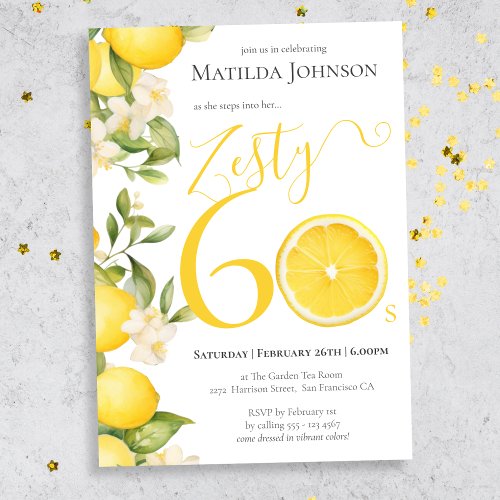 Fun Zesty Lemon 60th Birthday Party Invitation