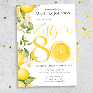 Fun Zesty Lemon 80th Birthday Party Invitation