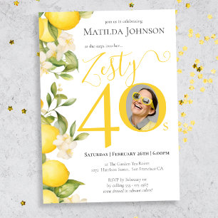 Fun Zesty Lemon Photo 40th Birthday Party Invitation