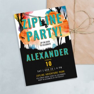 Fun Zipline Colorful Party Adventure Watercolor