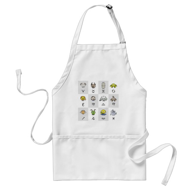 Fun Zodiac Astrological Characters Adult Apron (Front)