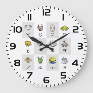 Fun Zodiac Astrological Characters Large Clock