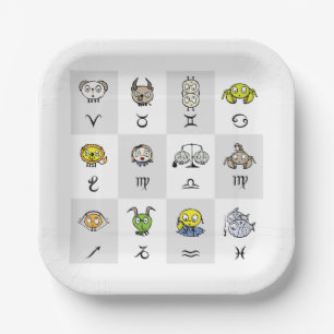 Fun Zodiac Astrological Characters Paper Plates