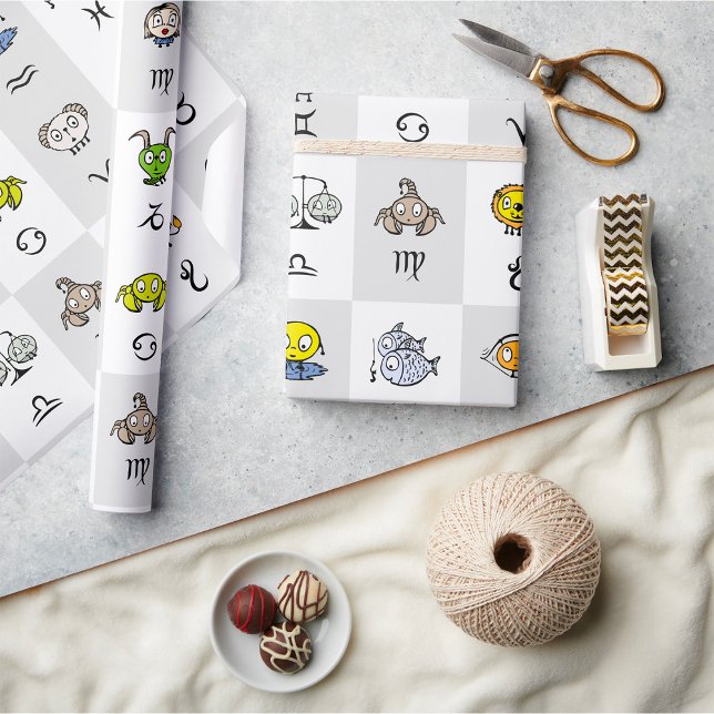 Fun Zodiac Astrological Characters Wrapping Paper (Creator Uploaded)