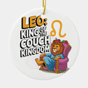 Fun Zodiac Leo design Ceramic Ornament
