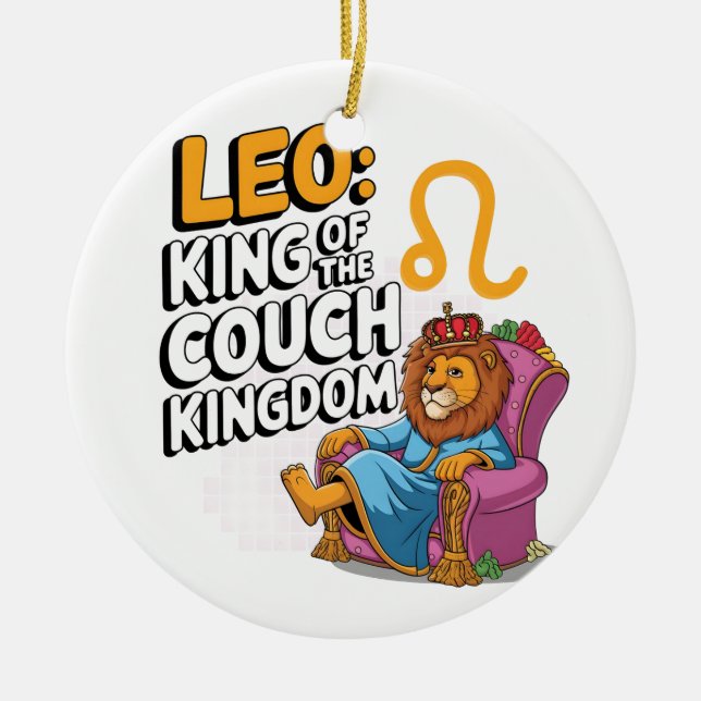 Fun Zodiac Leo design Ceramic Ornament (Front)