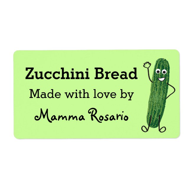 Fun Zucchini Bread Food Bakery Label (Front)