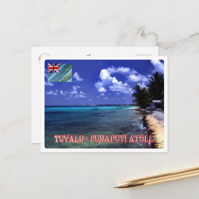 Funafuti Atoll Beach - Tuvalu - Postcard (Front/Back In Situ)