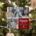 Funcle 3 Photo Collage Definition Cute Christmas Ceramic Ornament<br><div class="desc">Cute Funcle Christmas Ornament. Perfect gifts for a FUN UNCLE! Simply upload 3 of your favorite pictures,  customize the definition and personalize by adding name/s.</div>