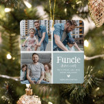 Funcle 3 Photo Collage Definition Cute Christmas Ceramic Ornament<br><div class="desc">Cute Funcle Christmas Ornament. Perfect gifts for a FUN UNCLE! Simply upload 3 of your favorite pictures,  customize the definition and personalize by adding name/s.</div>