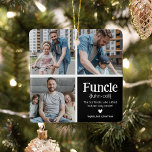 Funcle 3 Photo Collage Definition Cute Christmas Ceramic Ornament<br><div class="desc">Cute Funcle Christmas Ornament. Perfect gifts for a FUN UNCLE! Simply upload 3 of your favorite pictures,  customize the definition and personalize by adding name/s.</div>