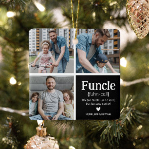 Funcle 3 Photo Collage Definition Cute Christmas Ceramic Ornament