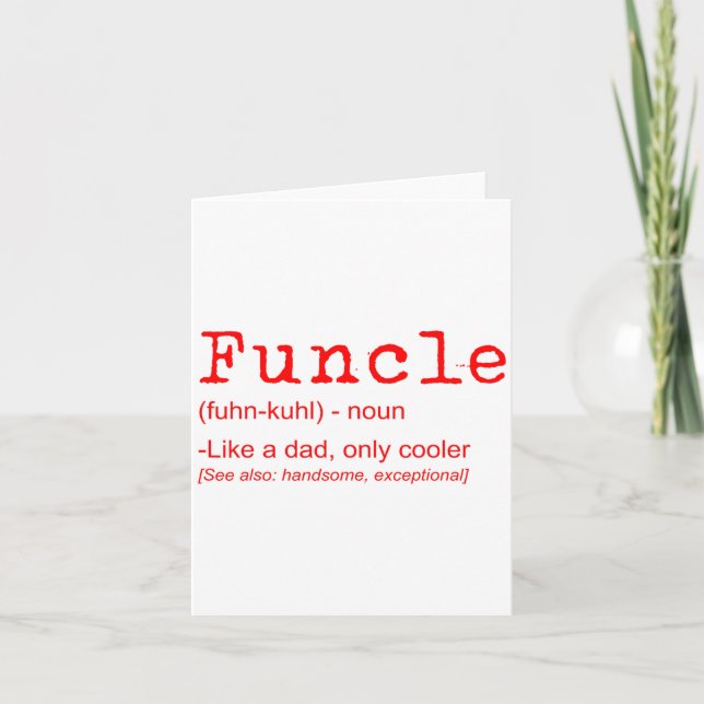 Funcle Definition Funny Joke Gift For Uncle_2  Card (Front)