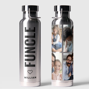 Funcle Fun Uncle Custom Name Modern Chrome Water Water Bottle