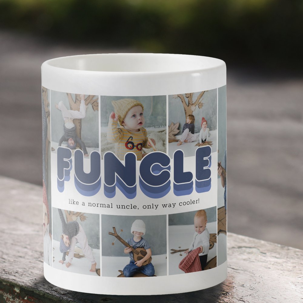 Funcle Funny Cool Uncle Custom Photo Collage Coffee Mug