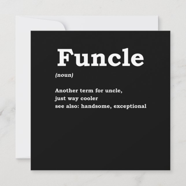 Funcle Funny Uncle Family Member Best Uncle Gift Invitation (Front)
