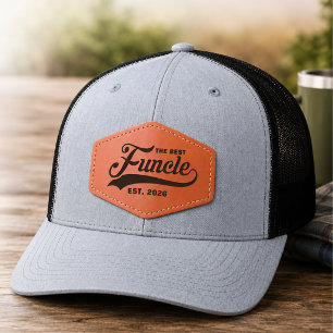 Funcle New Uncle Caligraphy Est Year Established  Leather Patch Hat