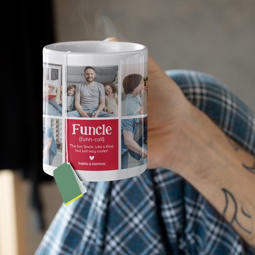 Funcle Photo Collage Definition Cute Modern Uncle  Coffee Mug