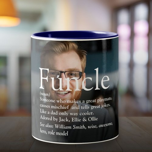 Funcle Uncle Definition Fun Modern Photo Two_Tone Coffee Mug