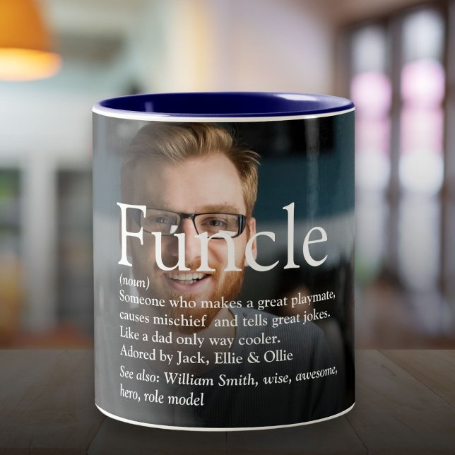 Funcle Uncle Definition Fun Modern Photo Two-Tone Coffee Mug (Funcle Uncle Definition Fun Modern Photo Two-Tone Coffee Mug)