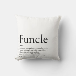 Funcle, Uncle Definition Modern Black and White Throw Pillow
