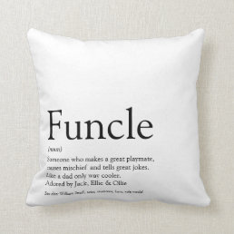 Funcle, Uncle Definition Modern Black and White Throw Pillow