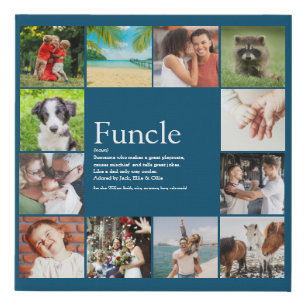 Funcle Uncle Definition Photo Collage Blue Fun Faux Canvas Print