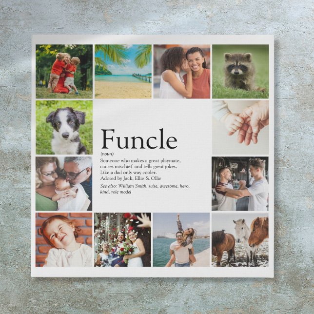 Funcle Uncle Definition Photo Collage Modern Faux Canvas Print (Funcle Uncle Definition Photo Collage Modern Faux Canvas Print)
